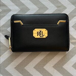 Ralph Lauren Black Wallet with Gold Accents